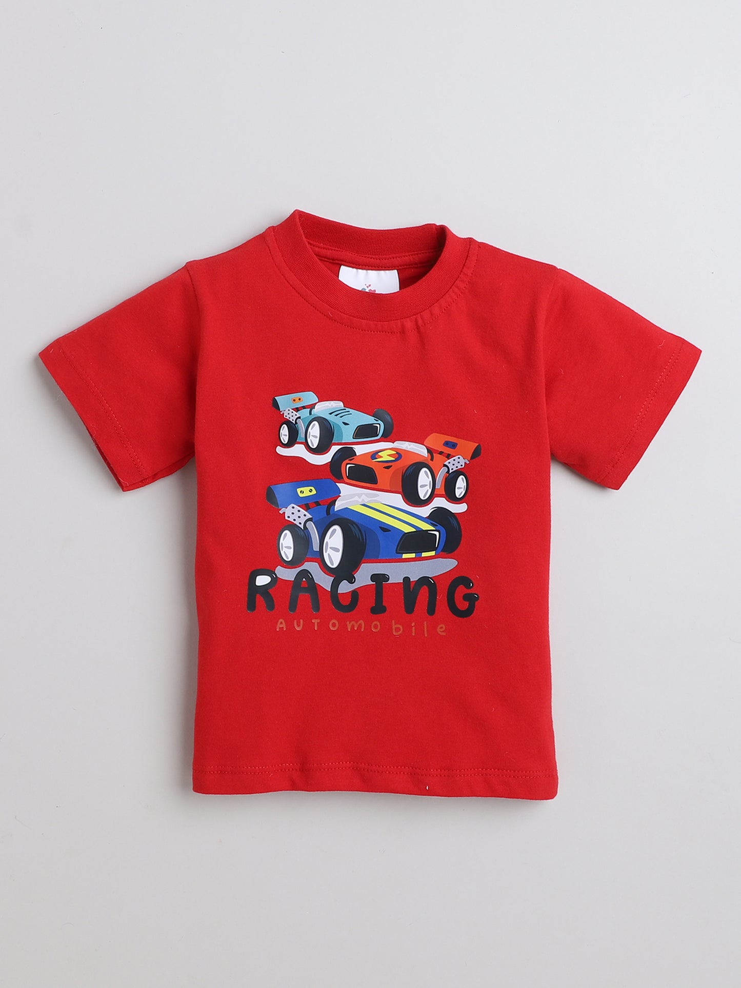 Racing Car Print T-shirt and Pyjama- Red & Green