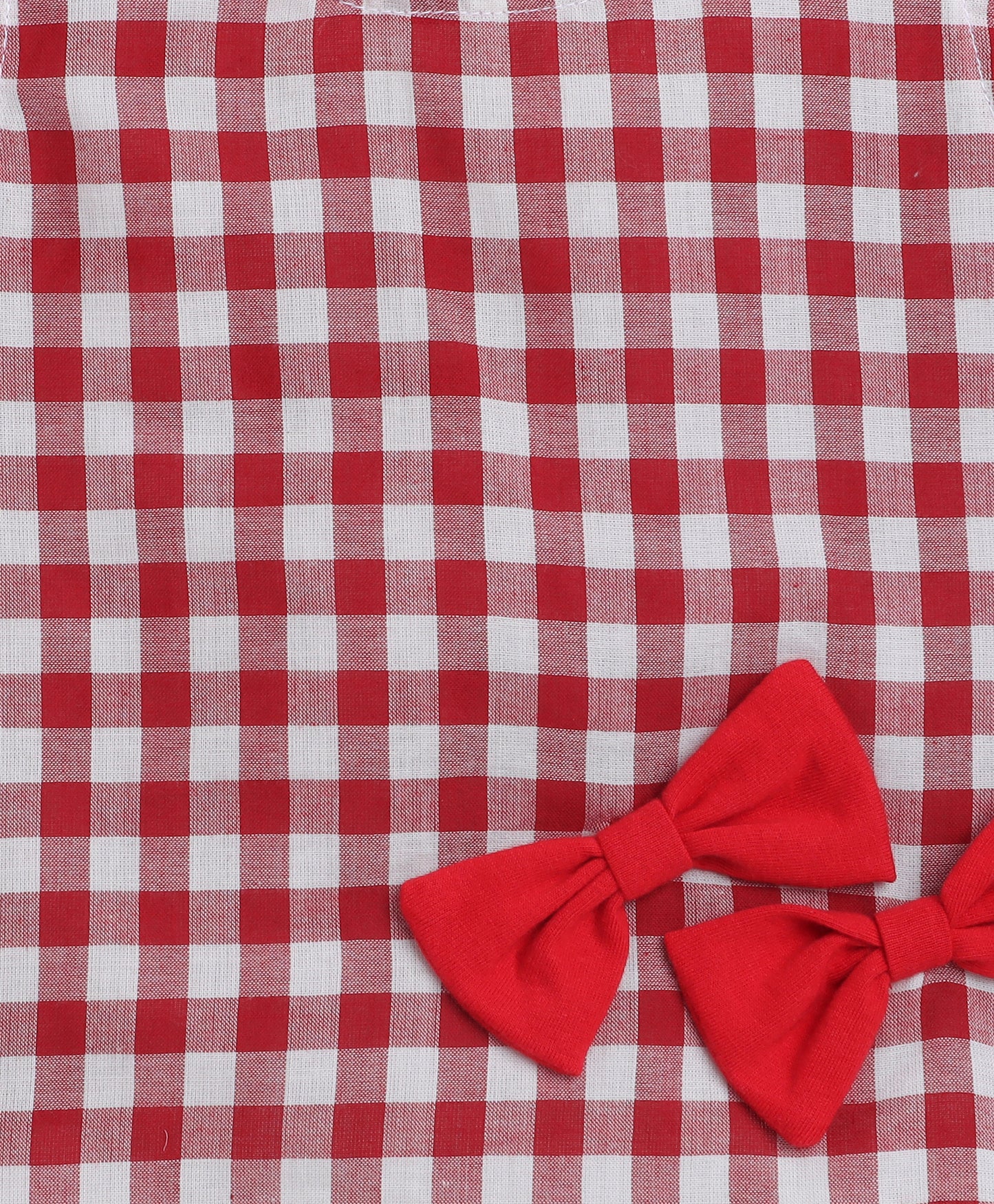 Red and White Checks Coord set with Shorts and top with Cute Bows
