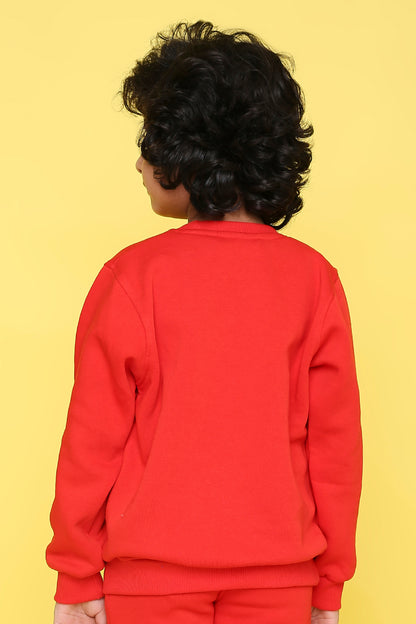 Knitting Doodles Kid's Sweatshirt with Warm Fleece- Red