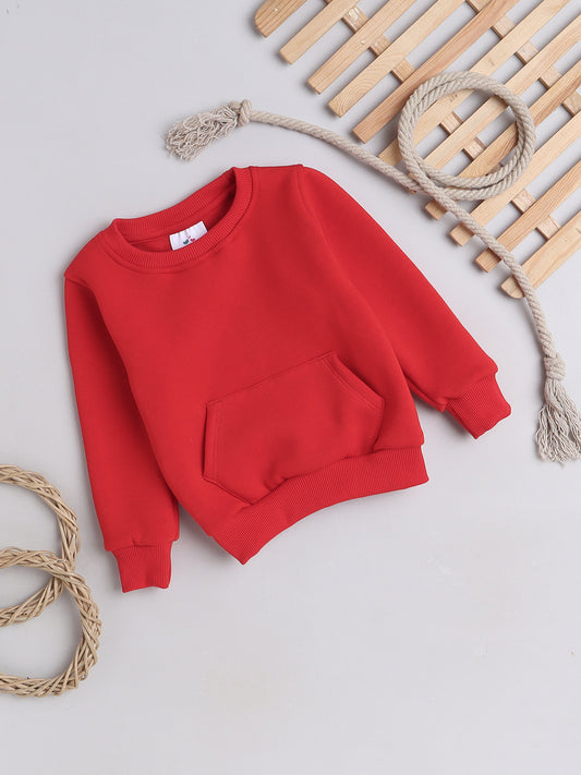 Knitting Doodles Kid's Sweatshirt with Warm Fleece and Pocket in front- Red