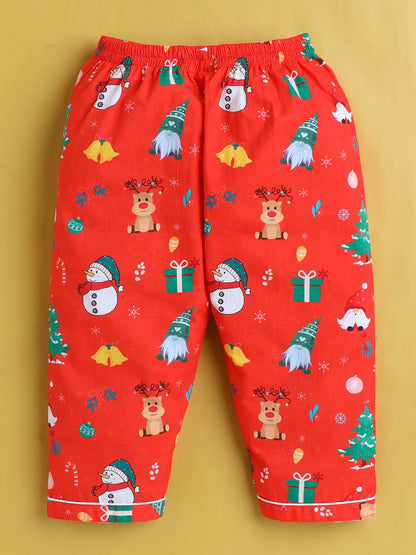 Christmas Print Nightsuit- Red