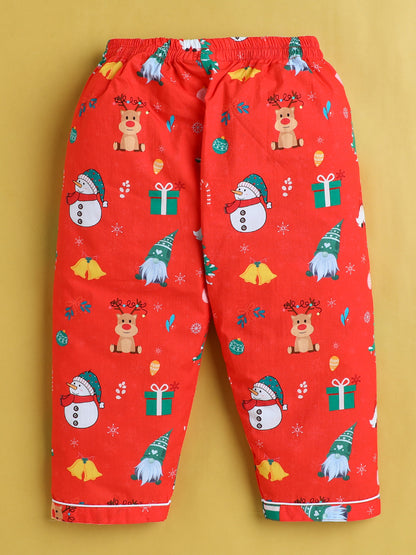 Christmas Print Nightsuit- Red