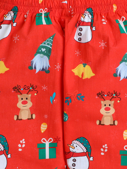Christmas Print Nightsuit- Red