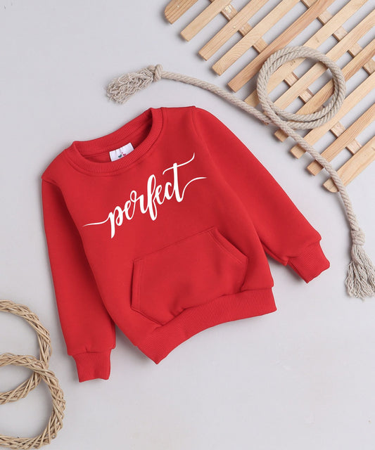 Perfect Print Sweatshirt with Fleece Lining- Red
