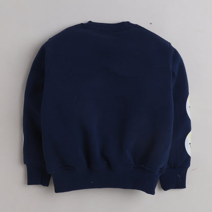 Smiley Sweatshirt with Fleece Lining- Navy