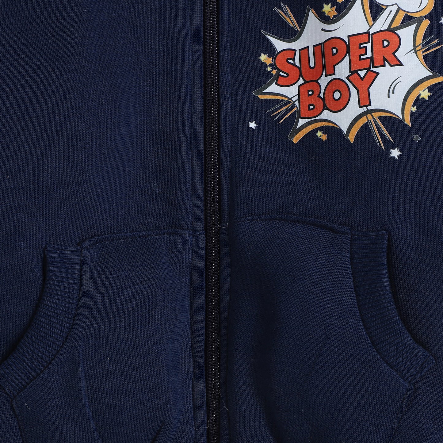 Super Boy Jacket with Fleece Lining- Navy