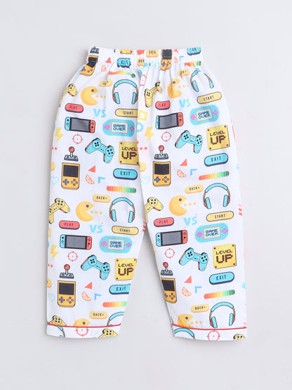 Video Game Print Night Suit- White