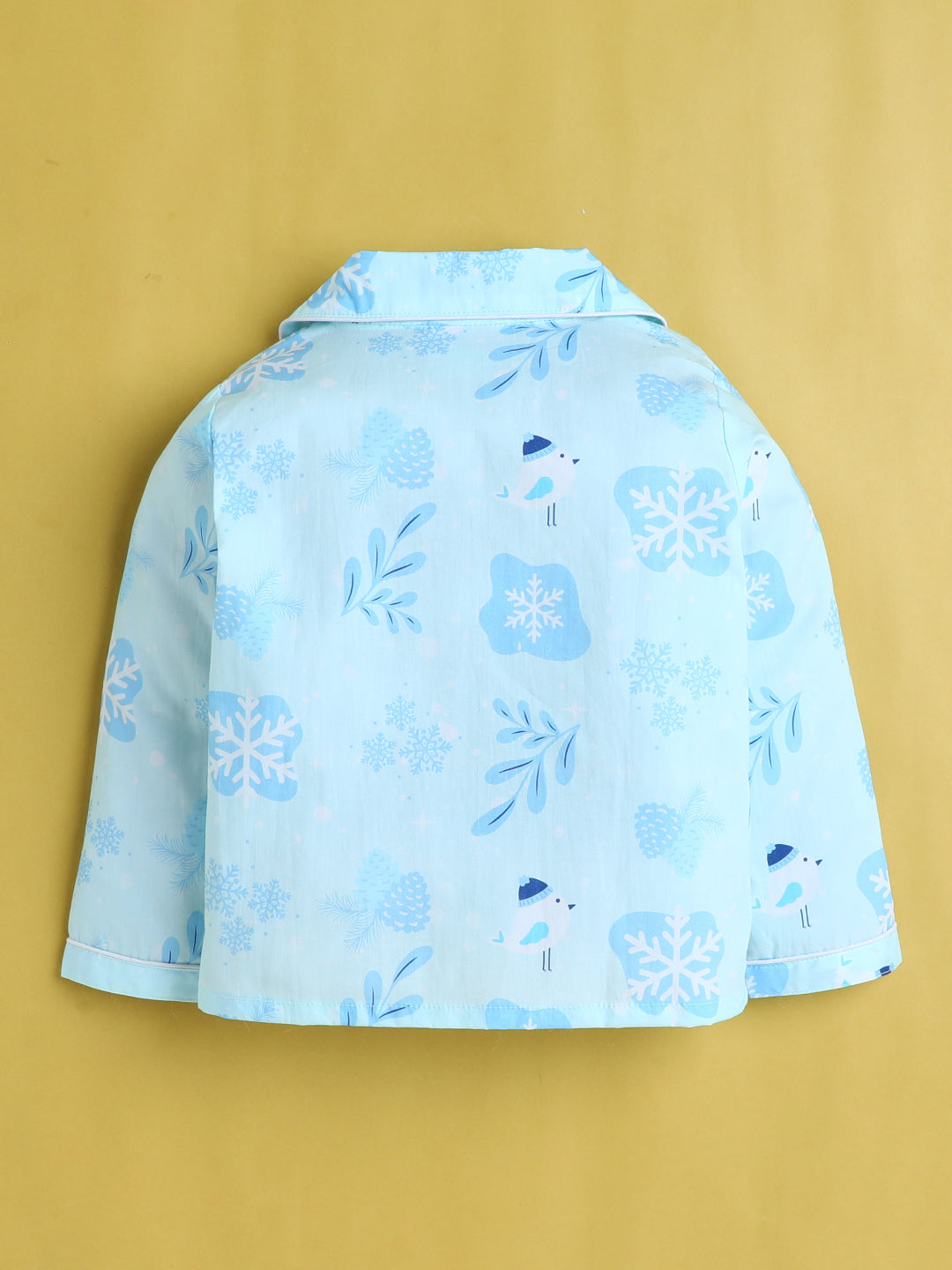 Snowflakes Print Nightsuit- Light Blue