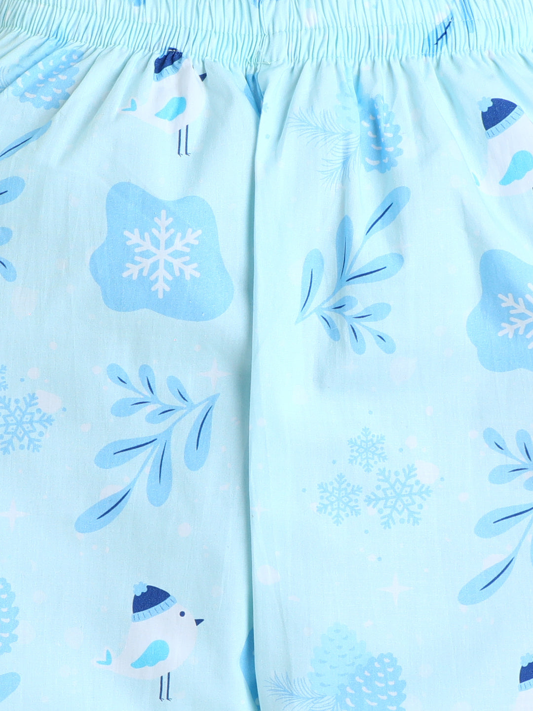 Snowflakes Print Nightsuit- Light Blue