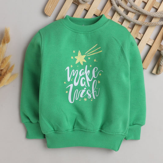 Make a WIsh Print Sweatshirt with Fleece Lining- Green