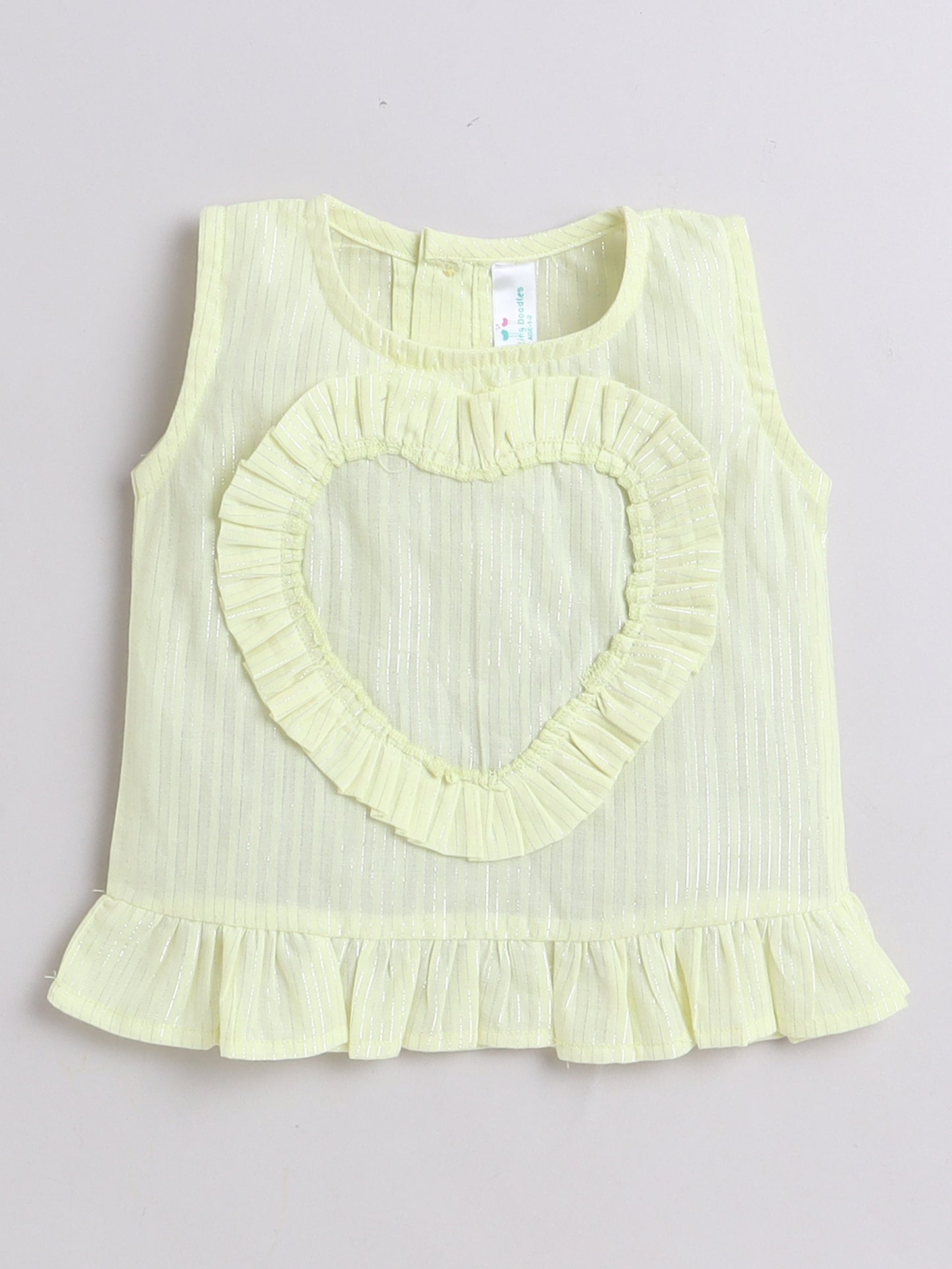 Yellow Coord set with heart detailing on the Top and Pleated Pants