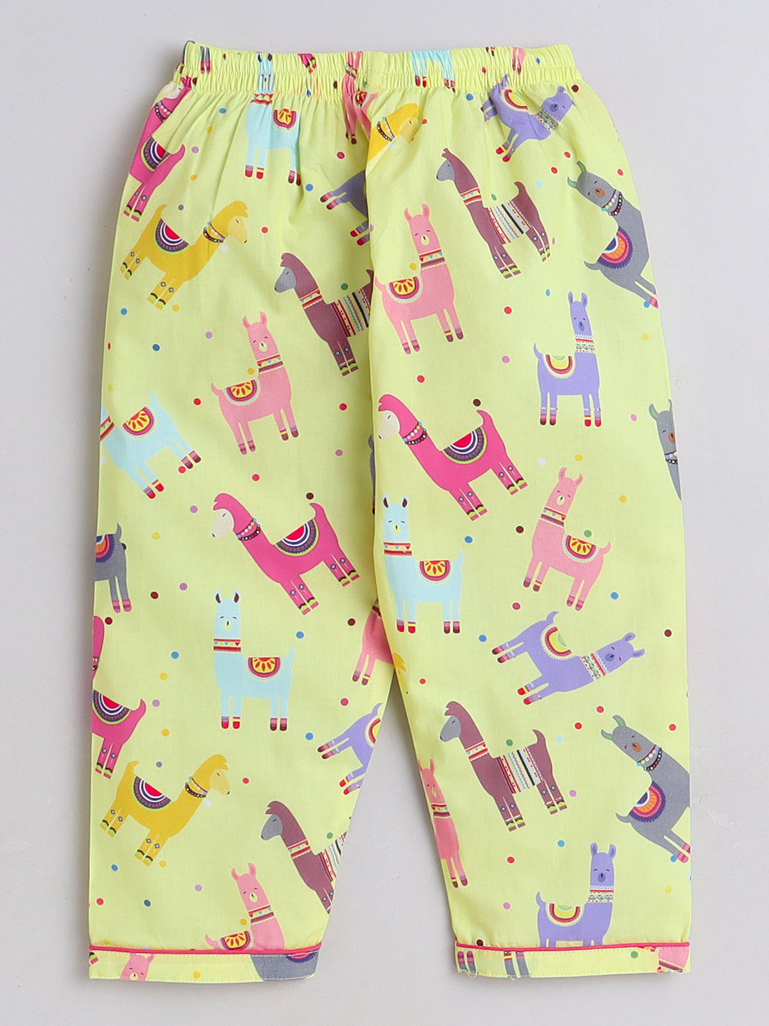 Llamas Print Night Suit- Yellow