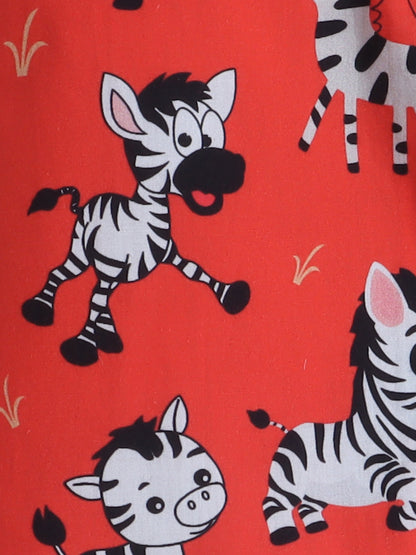 Zebra Print Nightsuit- Red