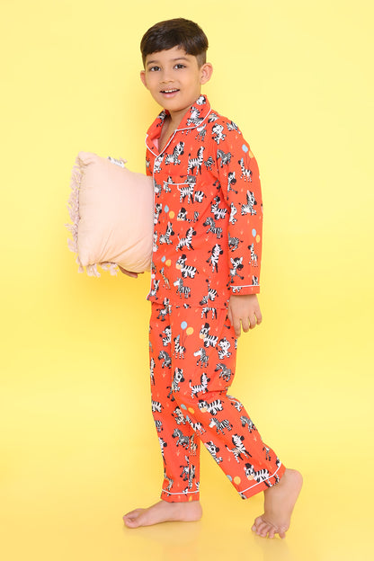 Zebra Print Nightsuit- Red