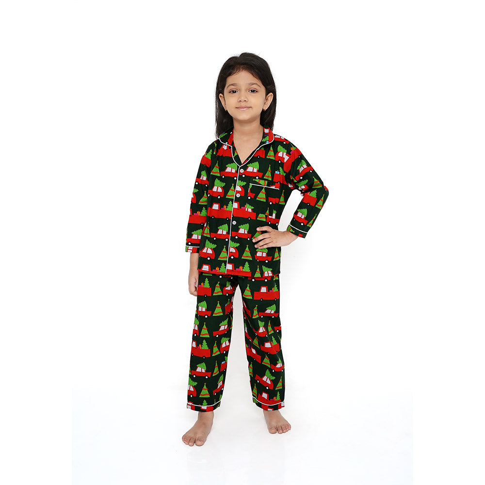 Christmas Theme Cars Print Night Suit