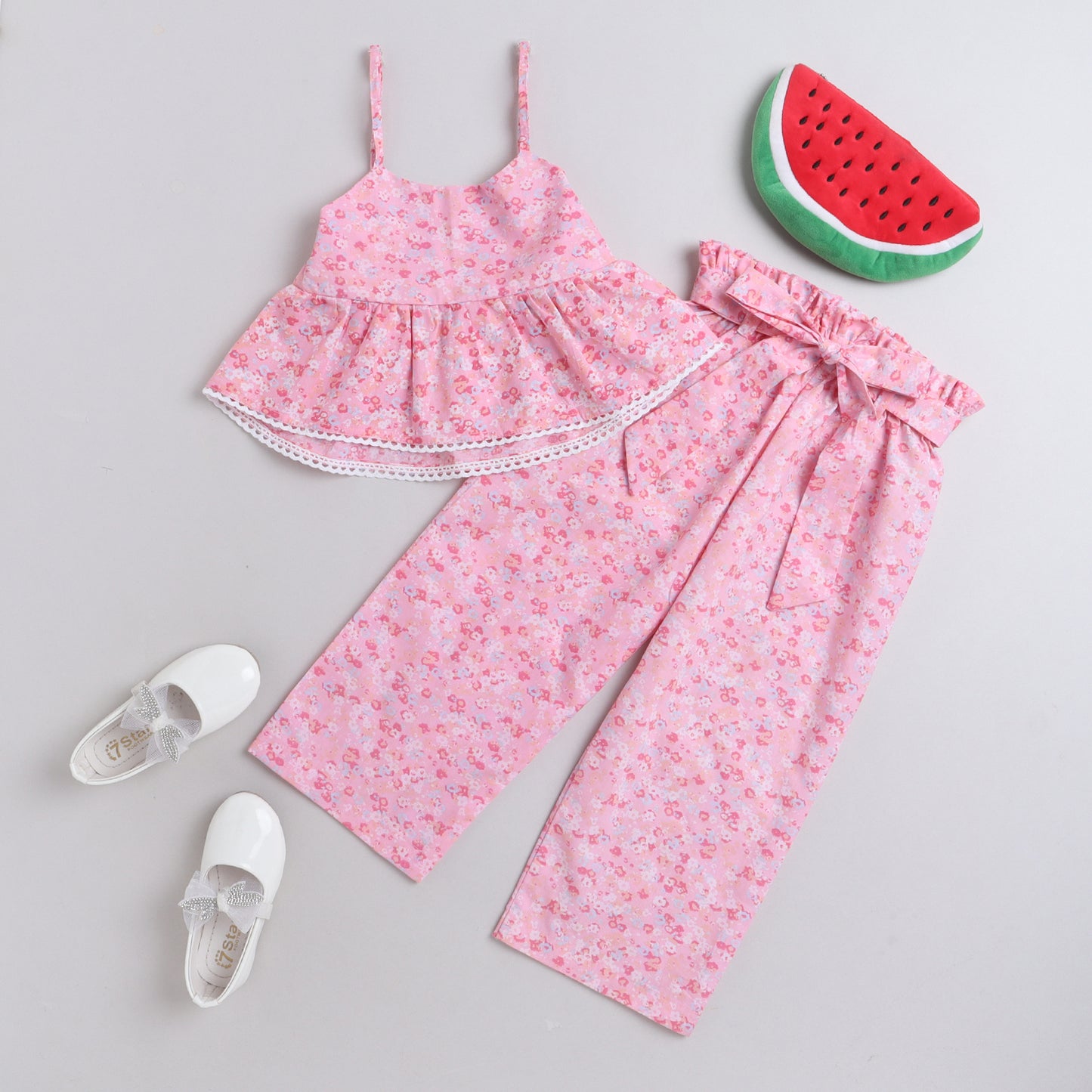 Pink Floral Printed Coord Set With Pants