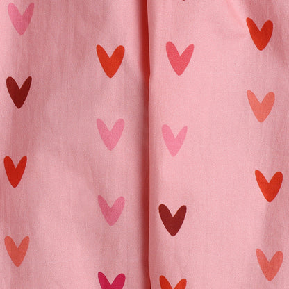 Hearts Print Night Suit- Pink