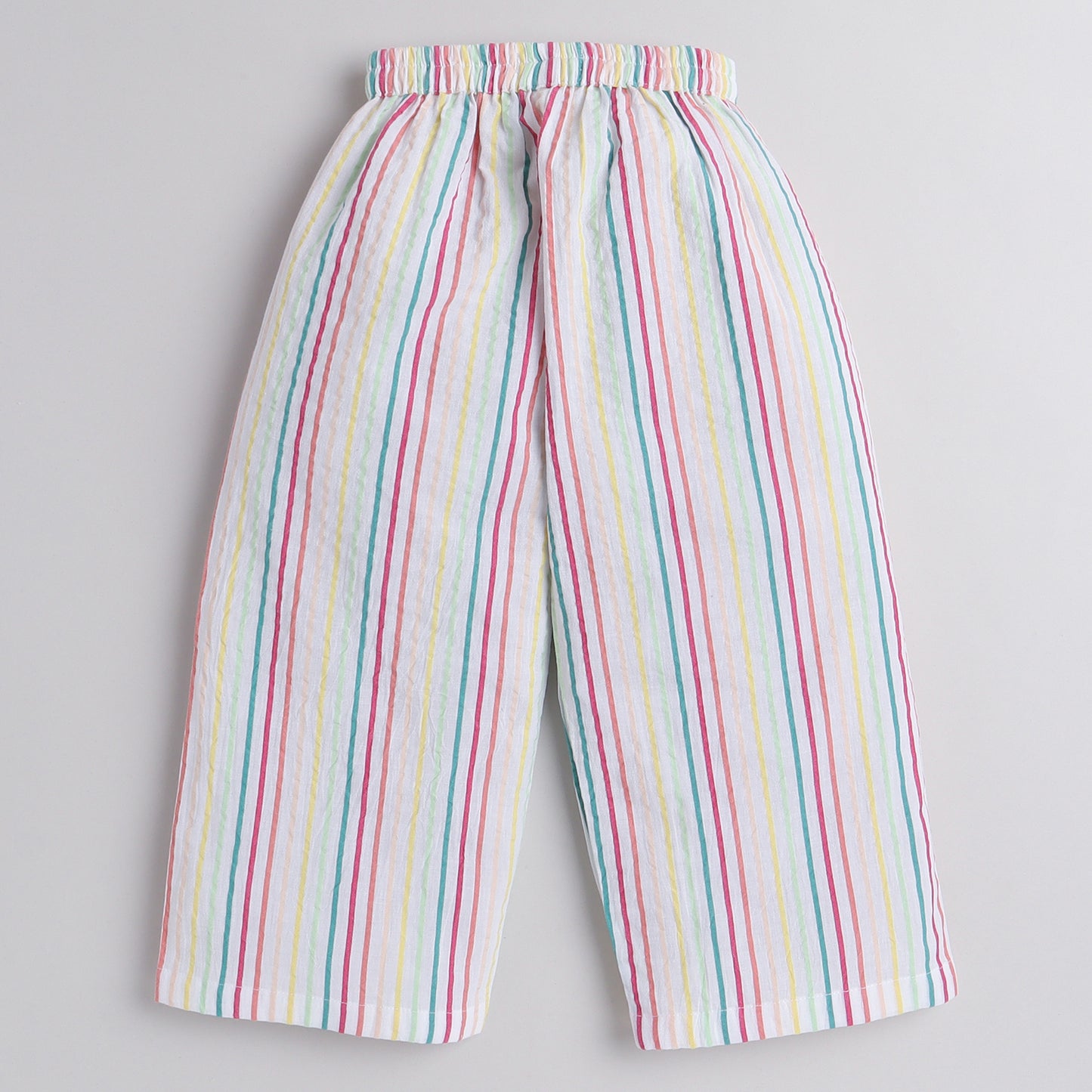 Rainbow Stripes Coord Set With Pants And Buttons Detailing