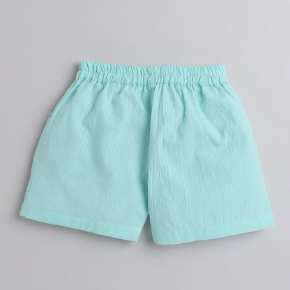 Sea Green Coord Set With Shorts And Button Detailing