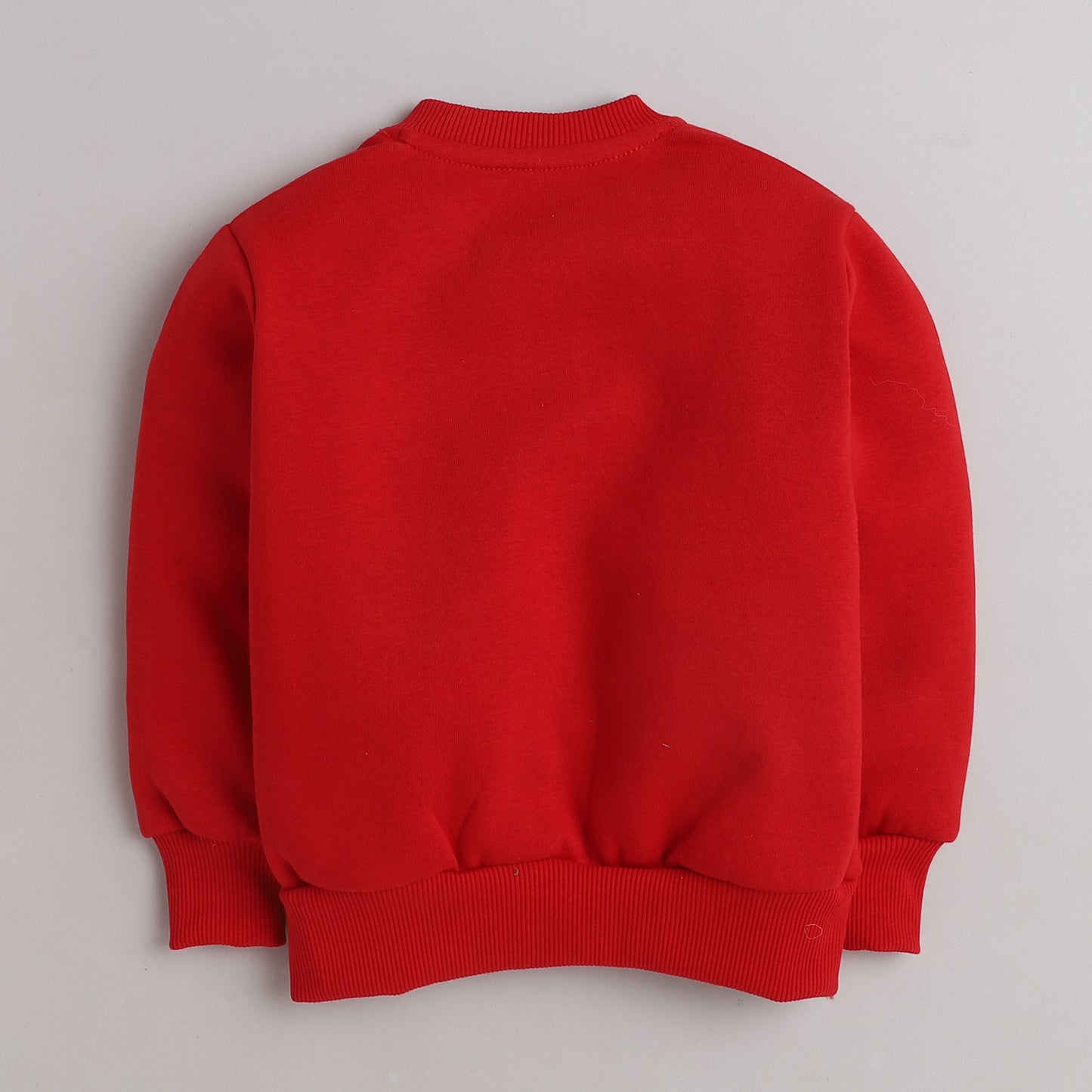 Knitting Doodles Fleece Kid's Red Round Neck Troublemaker Print Sweatshirt- Red