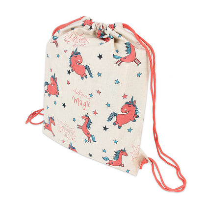 Cute Unicorn Print Drawstring Bag